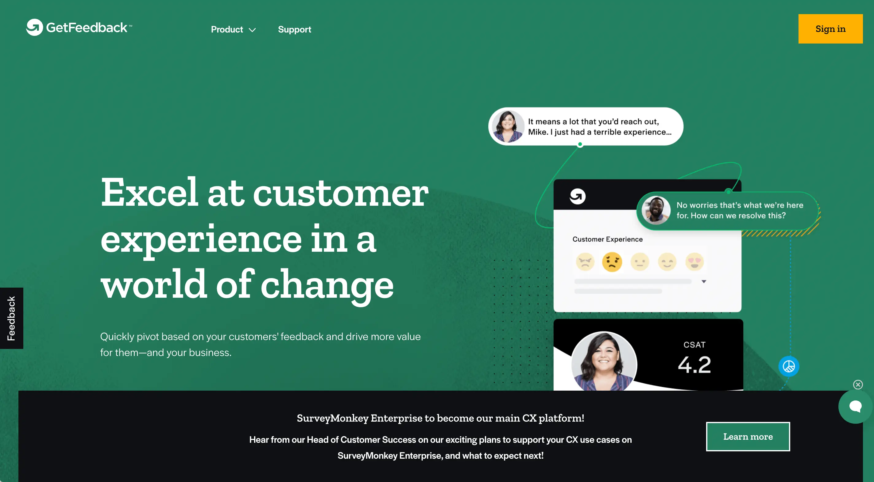 Qualtrics alternative GetFeedback is a survey tool with deep Salesforce integration.