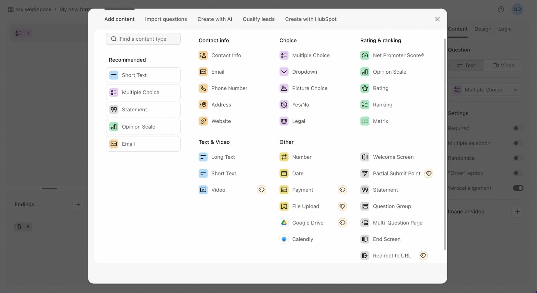Typeform screenshot for comparison articles for best typeform alternatives