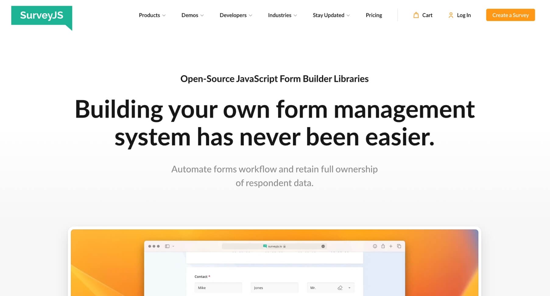 SurveyJS open source survey tool