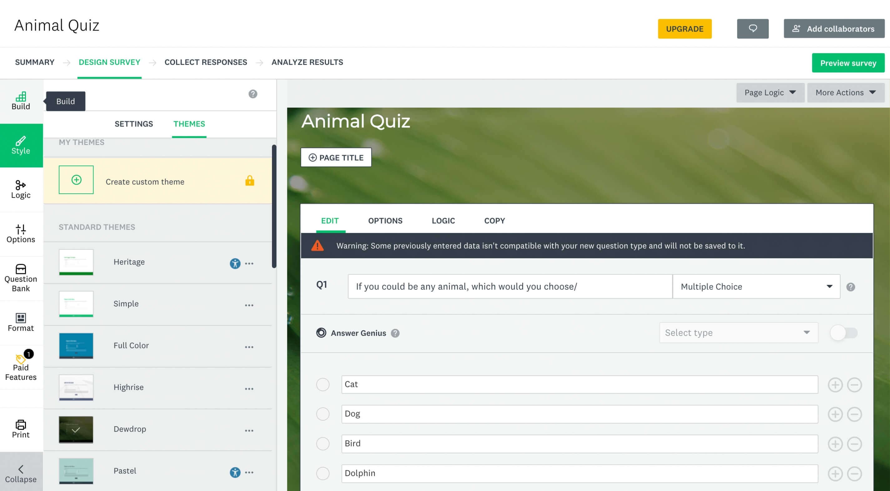 Qualtrics alternative SurveyMonkey is a no-nonsense survey tool for straightforward surveys.