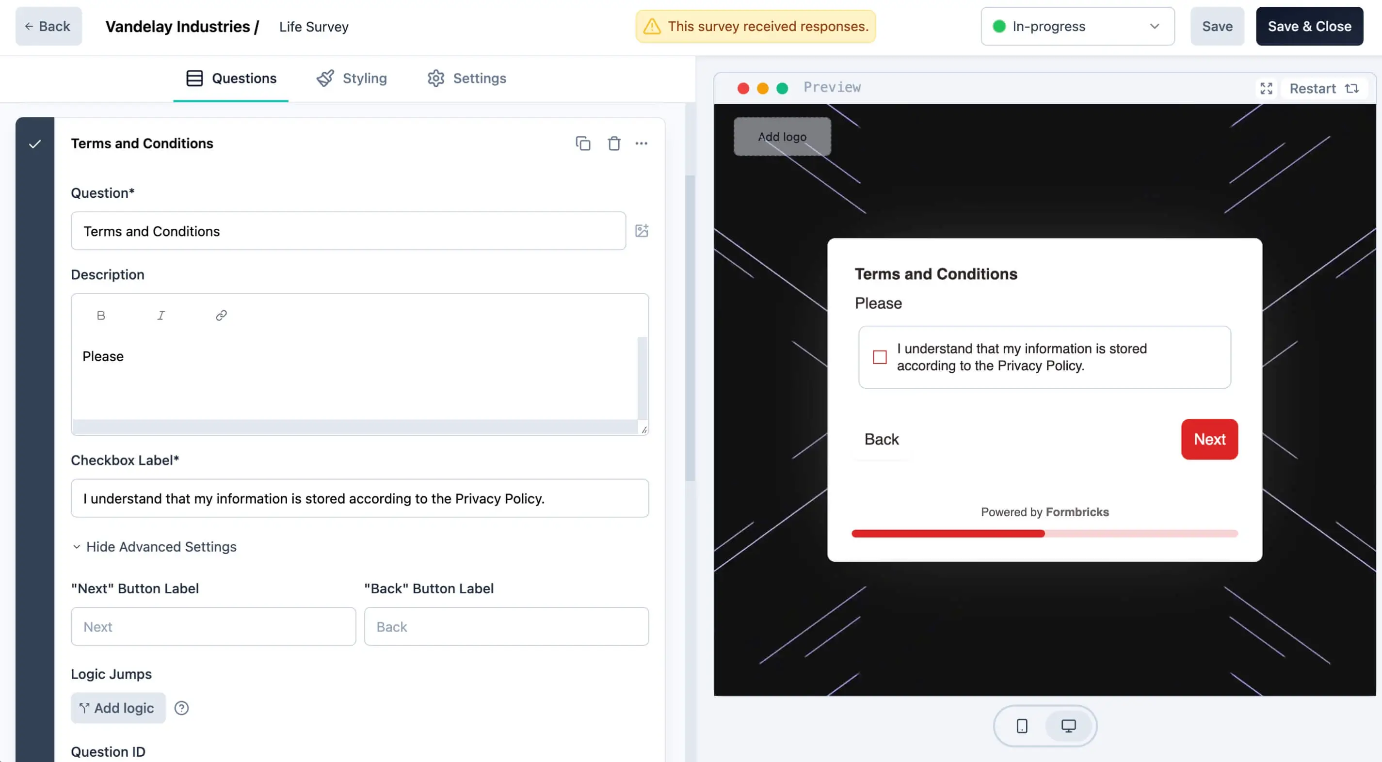 Formbricks GDPR Consent Checkbox