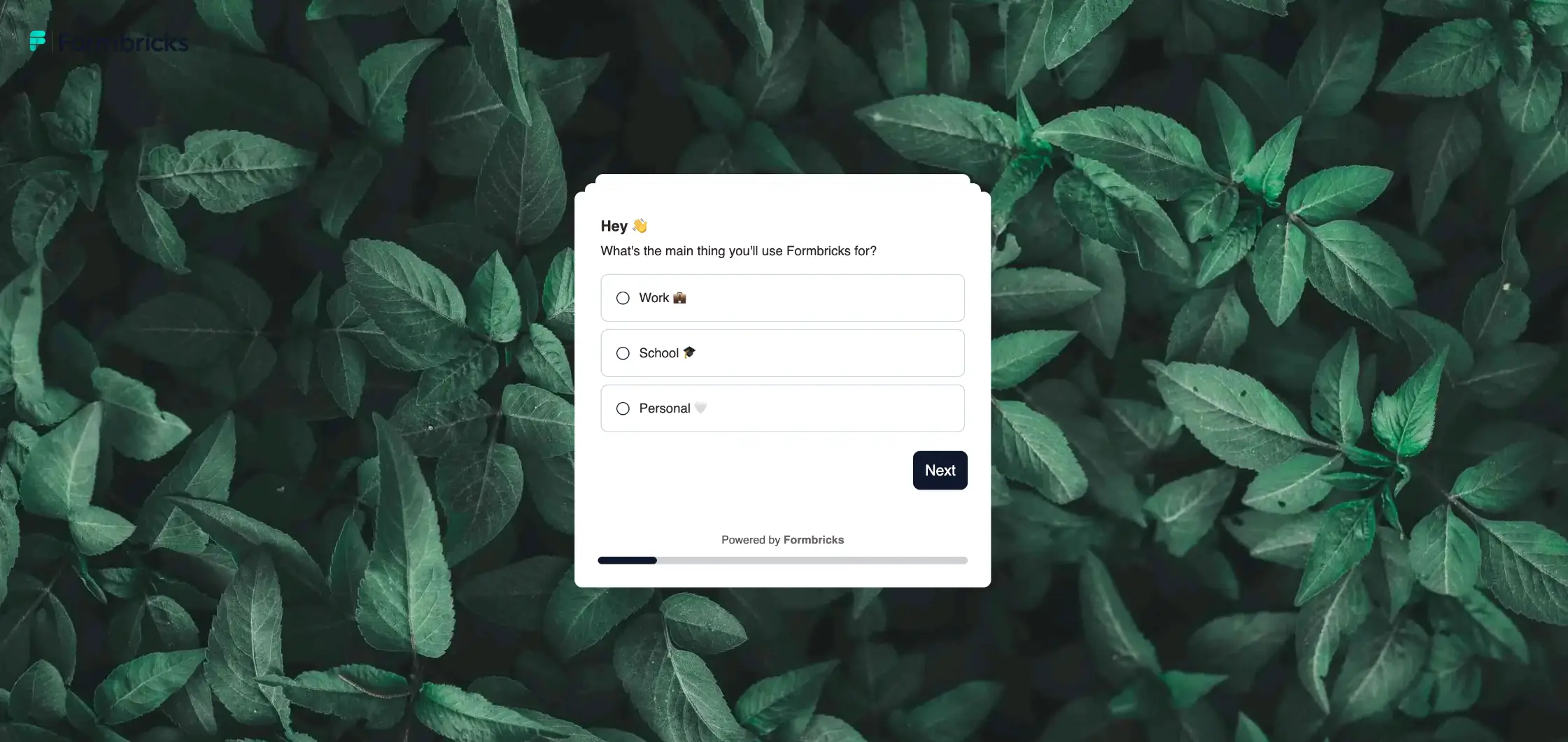 Formbricks Onboarding Survey made with Formbricks