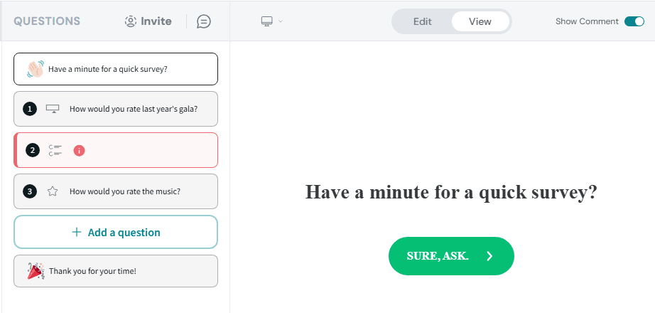 SurveySparrow conversational survey interface