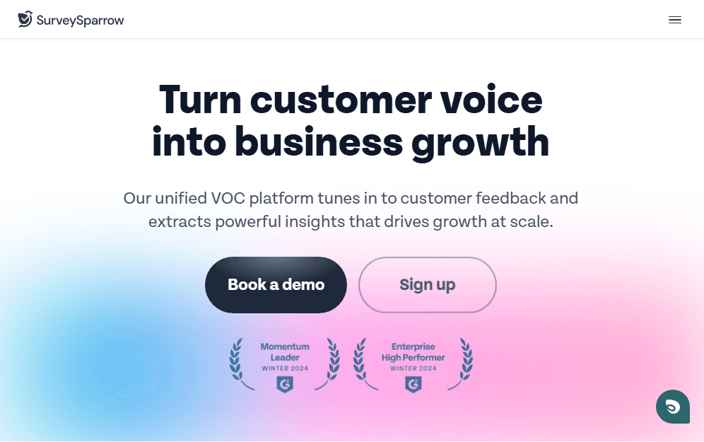 SurveySparrow survey platform interface