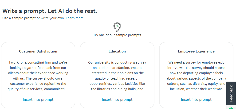 SurveyMonkey Genius AI features