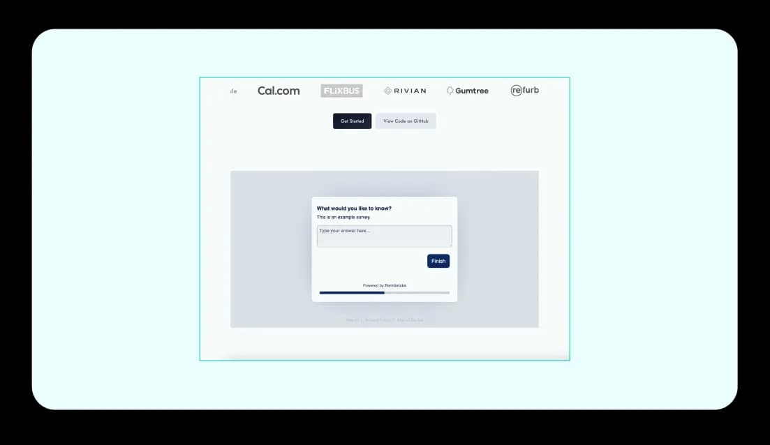 Embedded website survey appearing as an inline form on a webpage