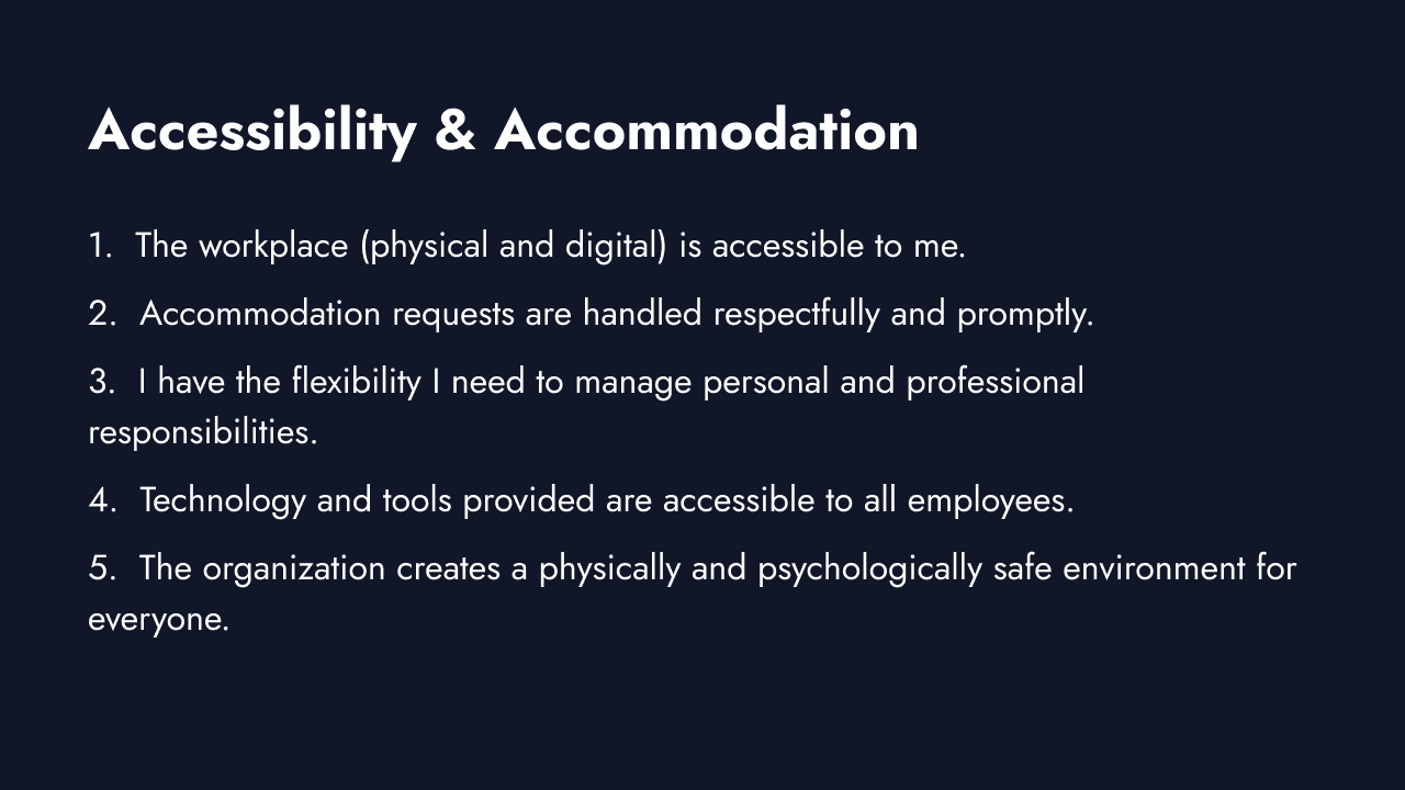 Accessibility and accommodation survey questions