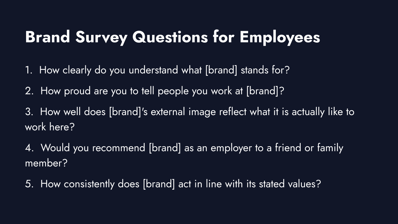 Brand survey questions for employees and internal brand alignment