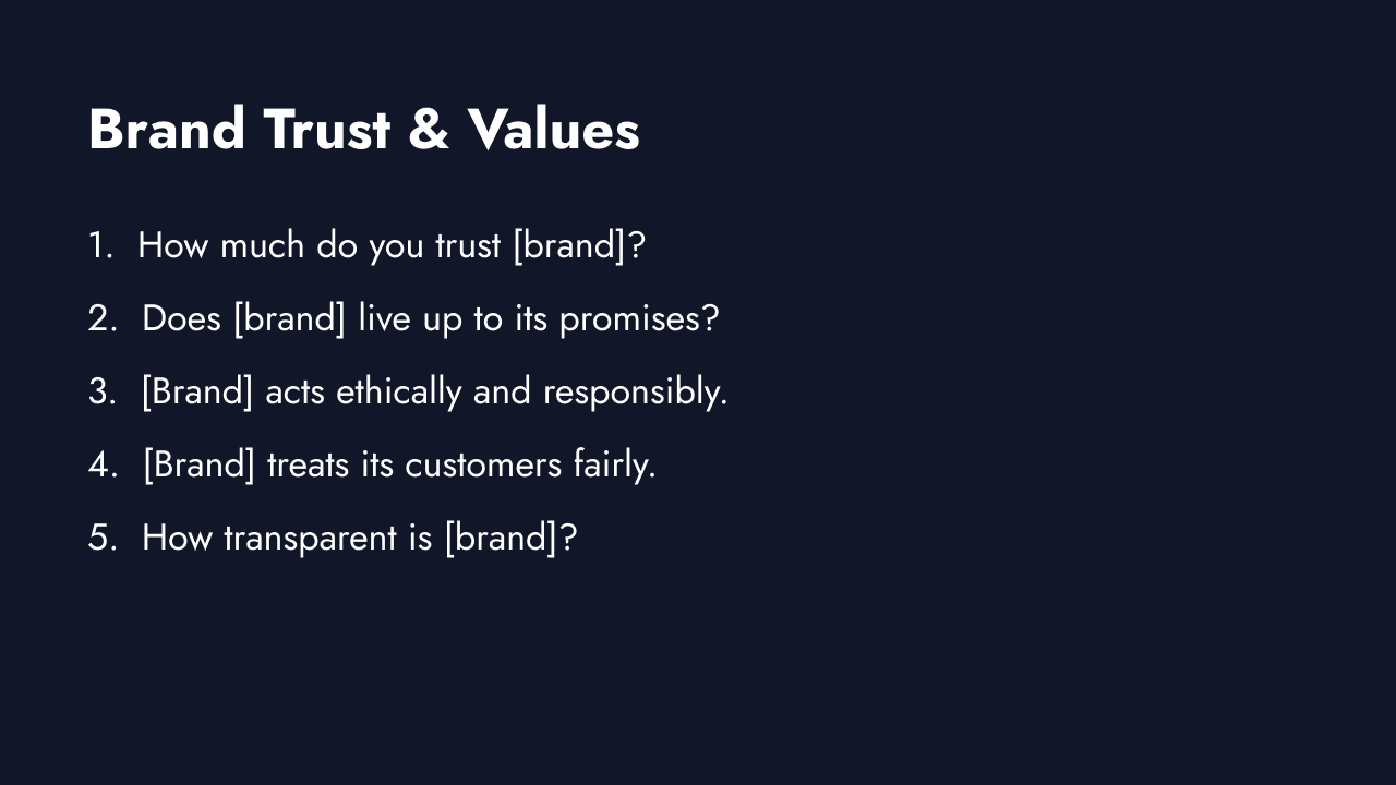 Brand trust and values survey questions