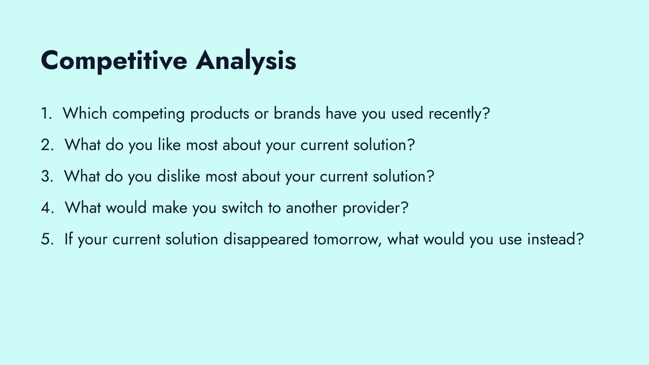Competitive analysis survey questions