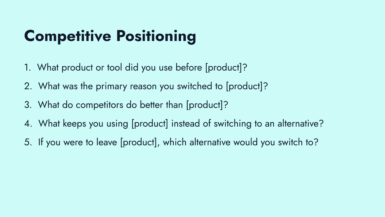 Competitive positioning survey questions