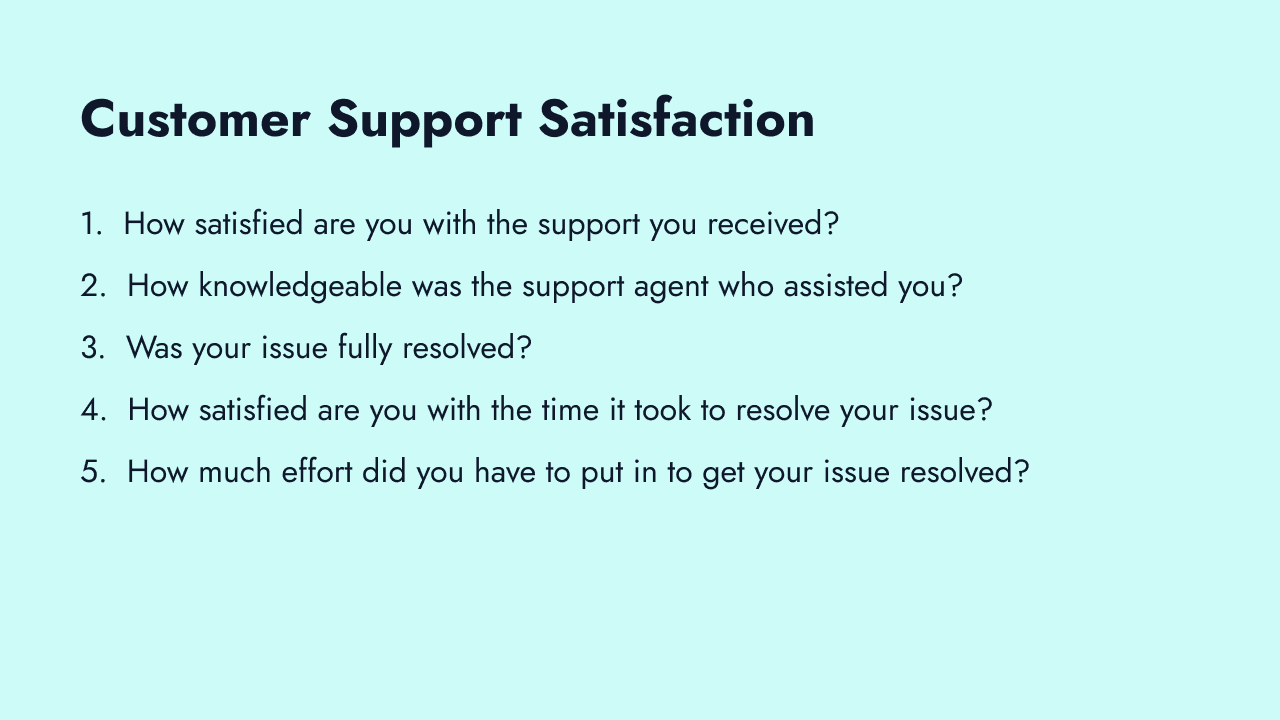Customer support satisfaction survey questions