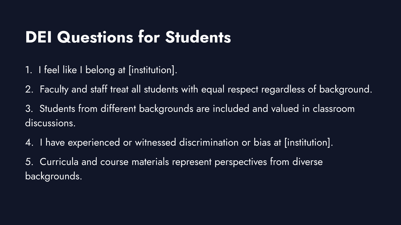 DEI survey questions for students