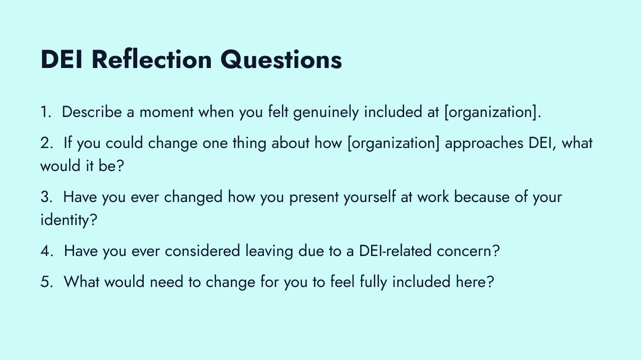 DEI reflection survey questions