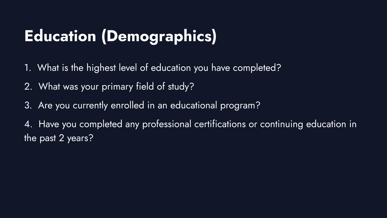 Education demographic questions
