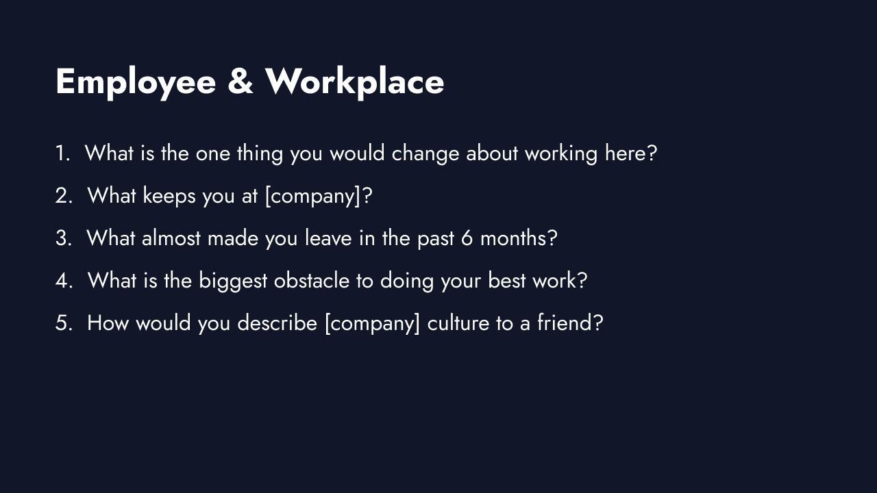 Open-ended employee and workplace questions