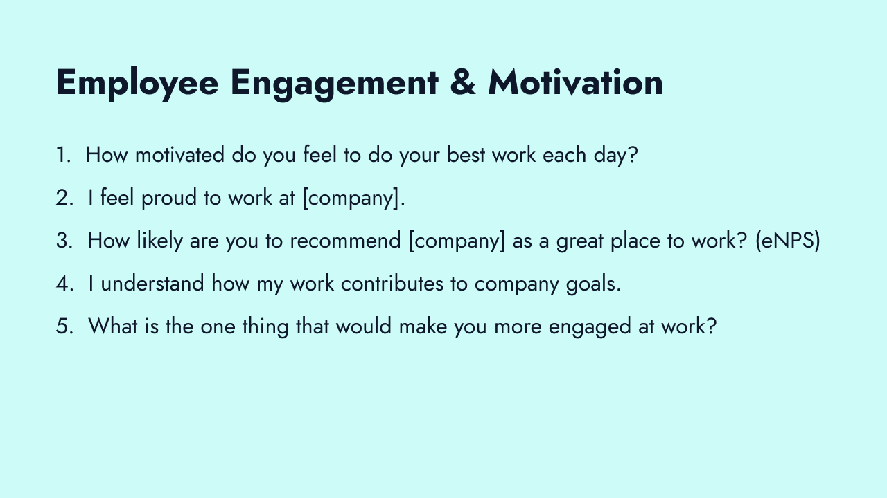 Employee engagement driver pulse questions