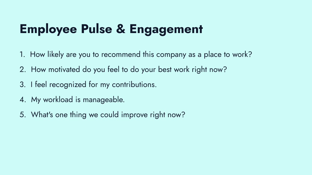 Core employee pulse survey items