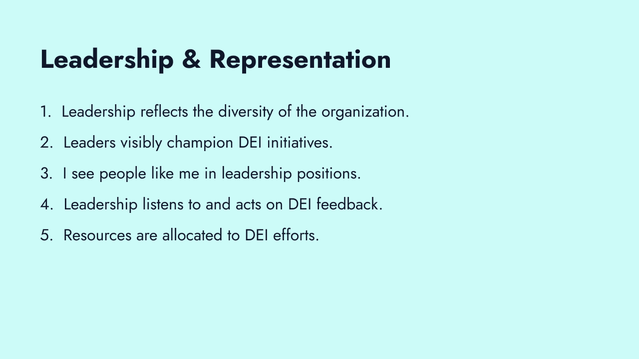 Leadership and representation survey questions