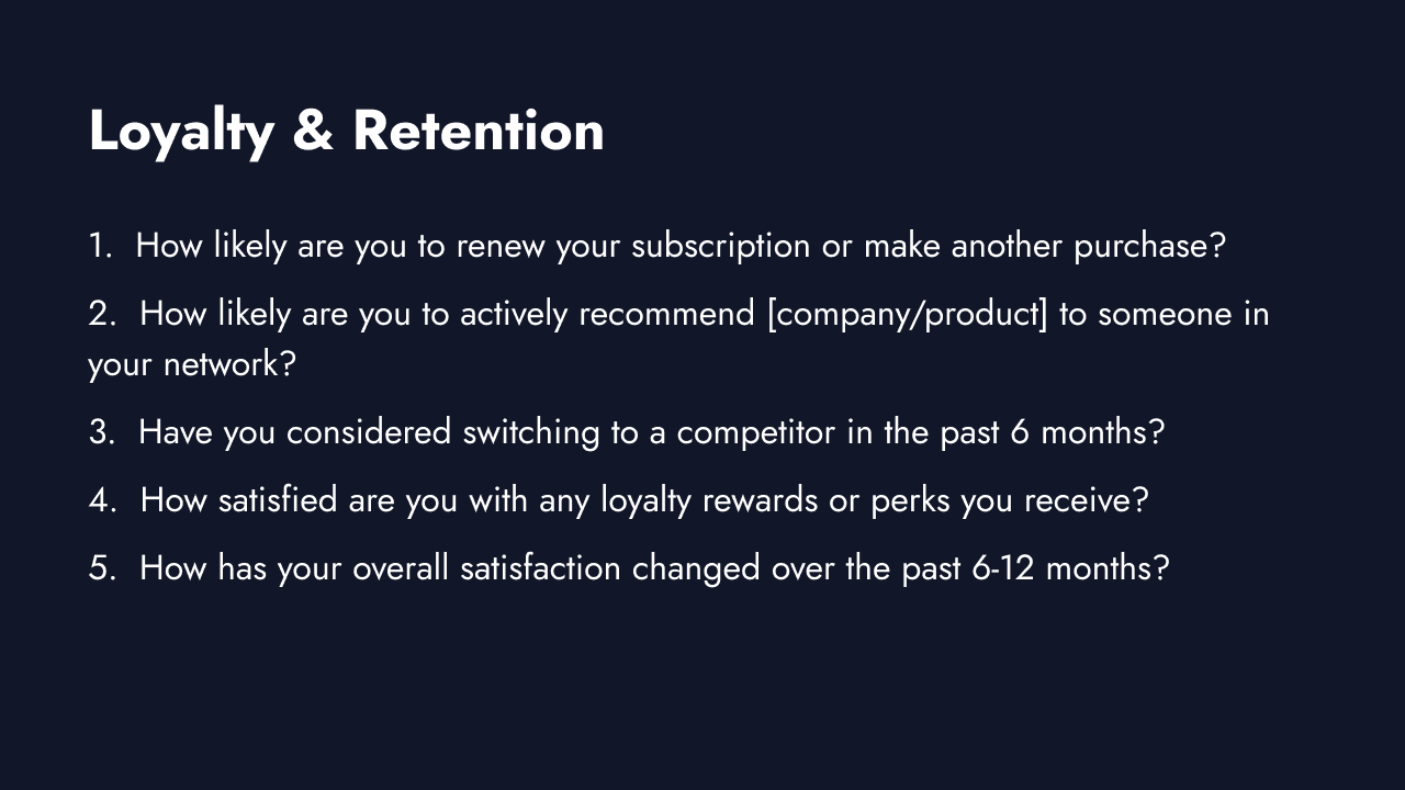 Customer loyalty and retention survey questions
