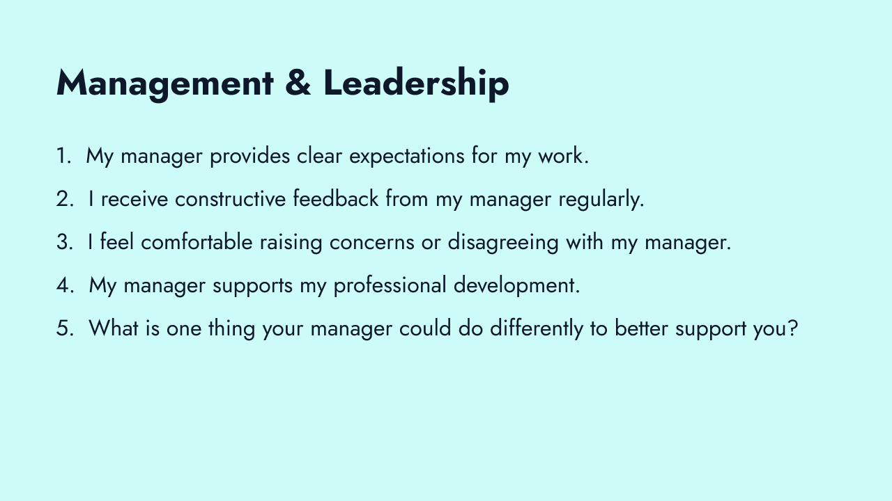 Management and leadership survey questions