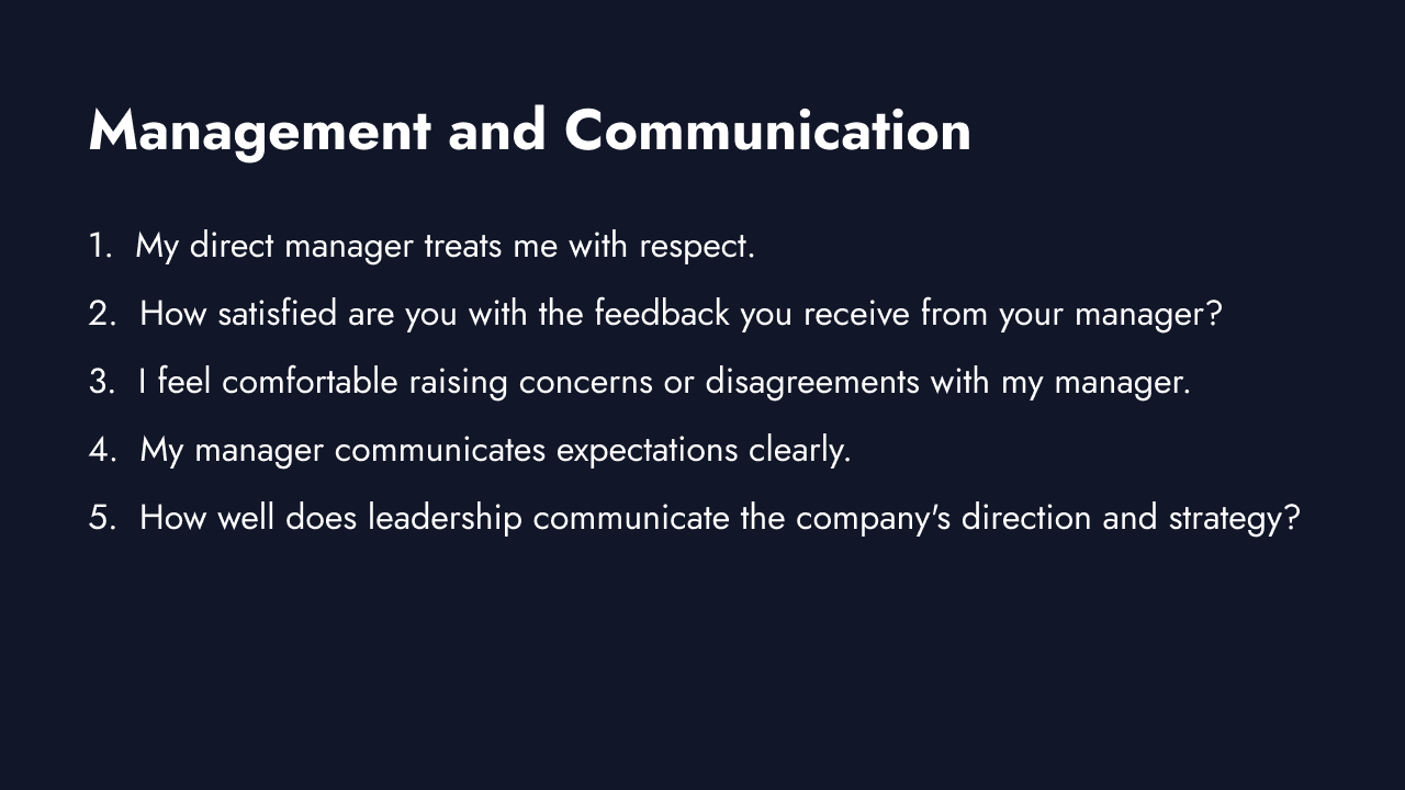 Management and communication survey questions