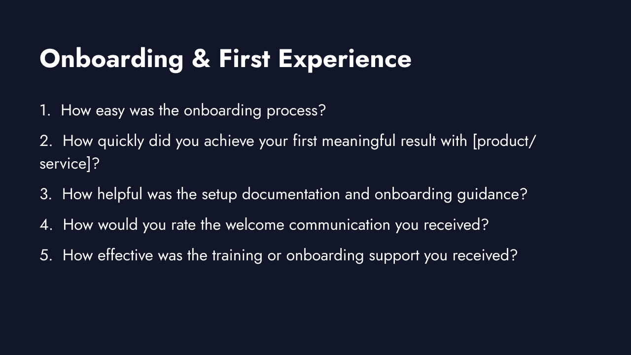 Onboarding and first experience survey questions