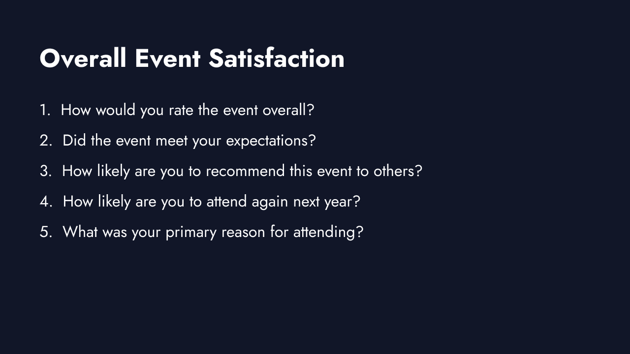 Overall event satisfaction questions