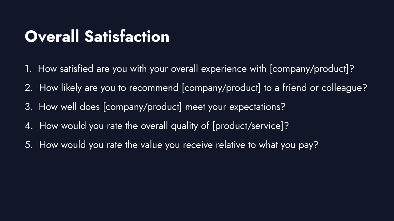 Overall customer satisfaction survey questions