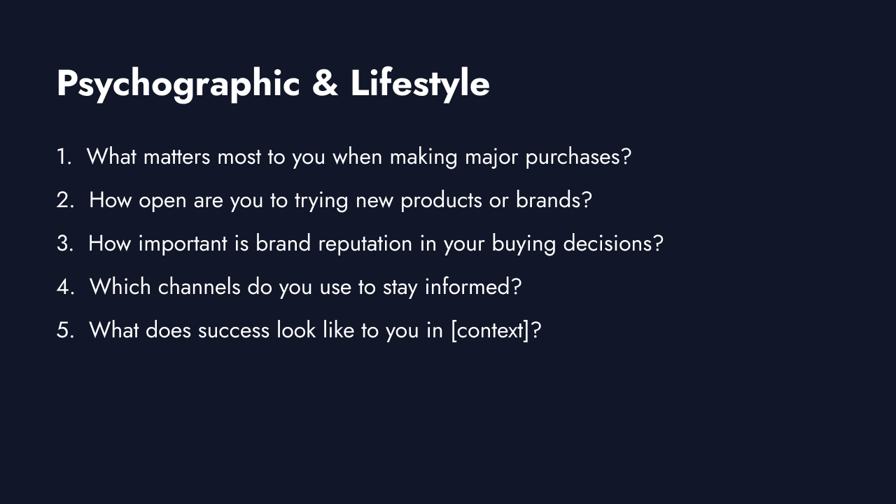 Psychographic and lifestyle survey questions