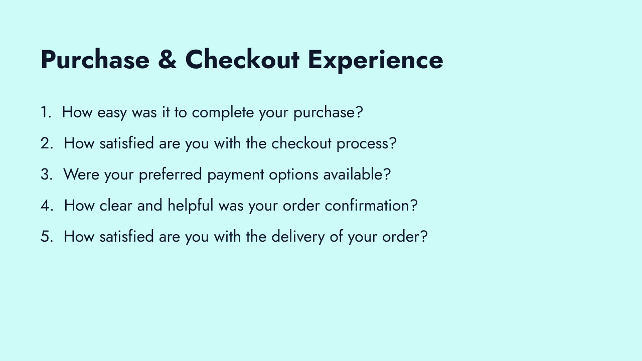 Purchase and checkout experience survey questions