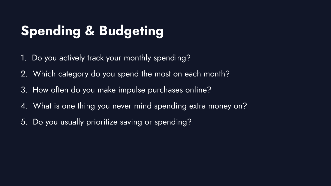 Purchasing power and budgeting survey questions