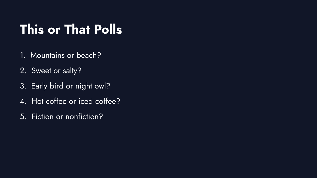 This-or-that fun poll questions