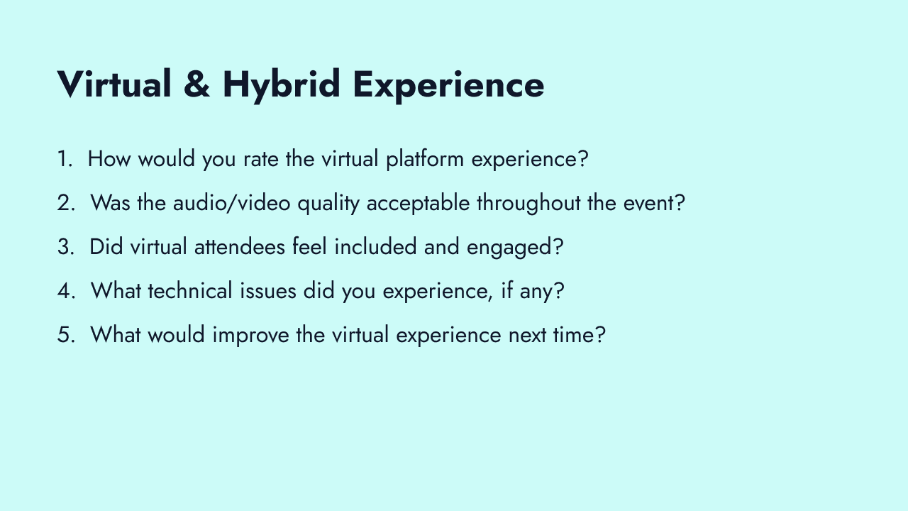 Virtual and hybrid event experience questions