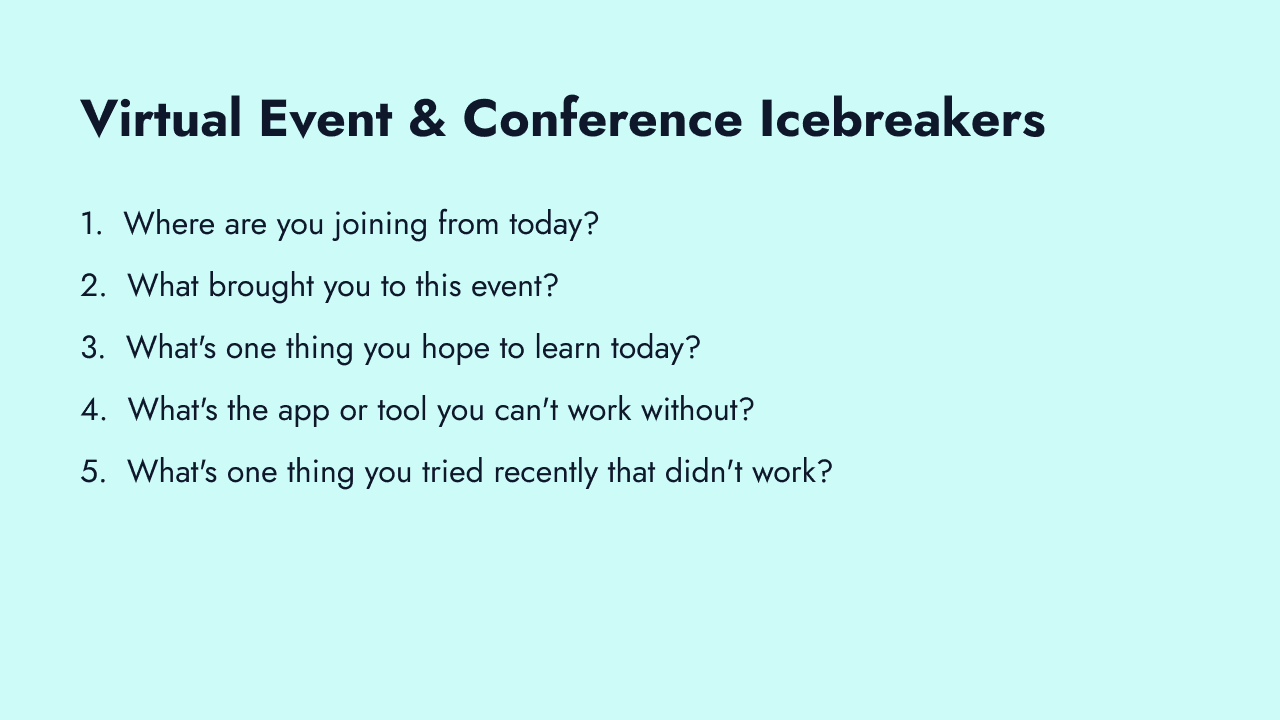 Virtual event and conference icebreaker questions