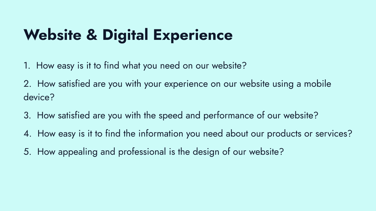 Website and digital experience survey questions
