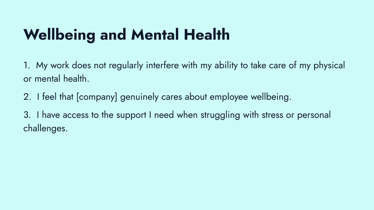 Employee wellbeing and mental health questions