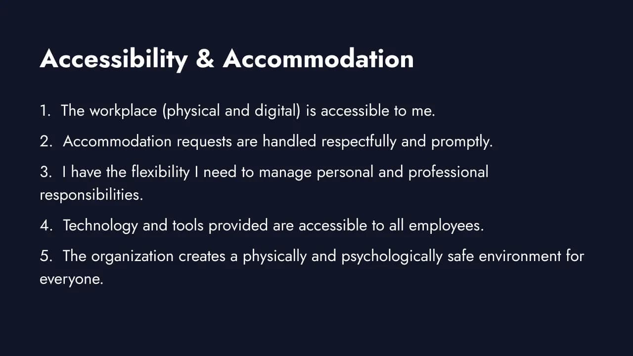Accessibility and accommodation survey questions