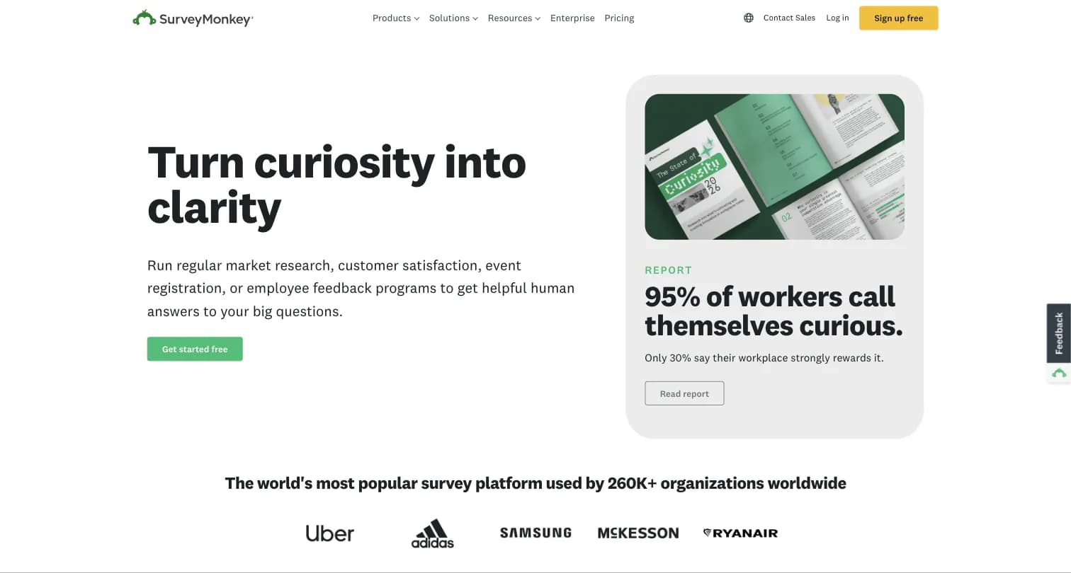 SurveyMonkey homepage
