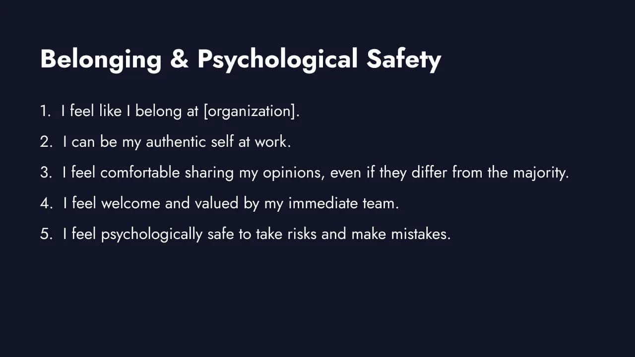Belonging and psychological safety survey questions
