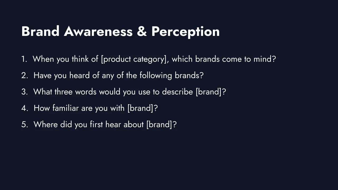 Brand awareness and perception market research questions