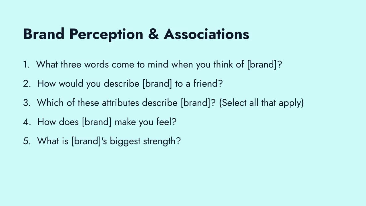 Brand perception and association survey questions