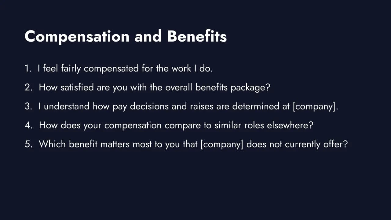 Compensation and benefits survey questions