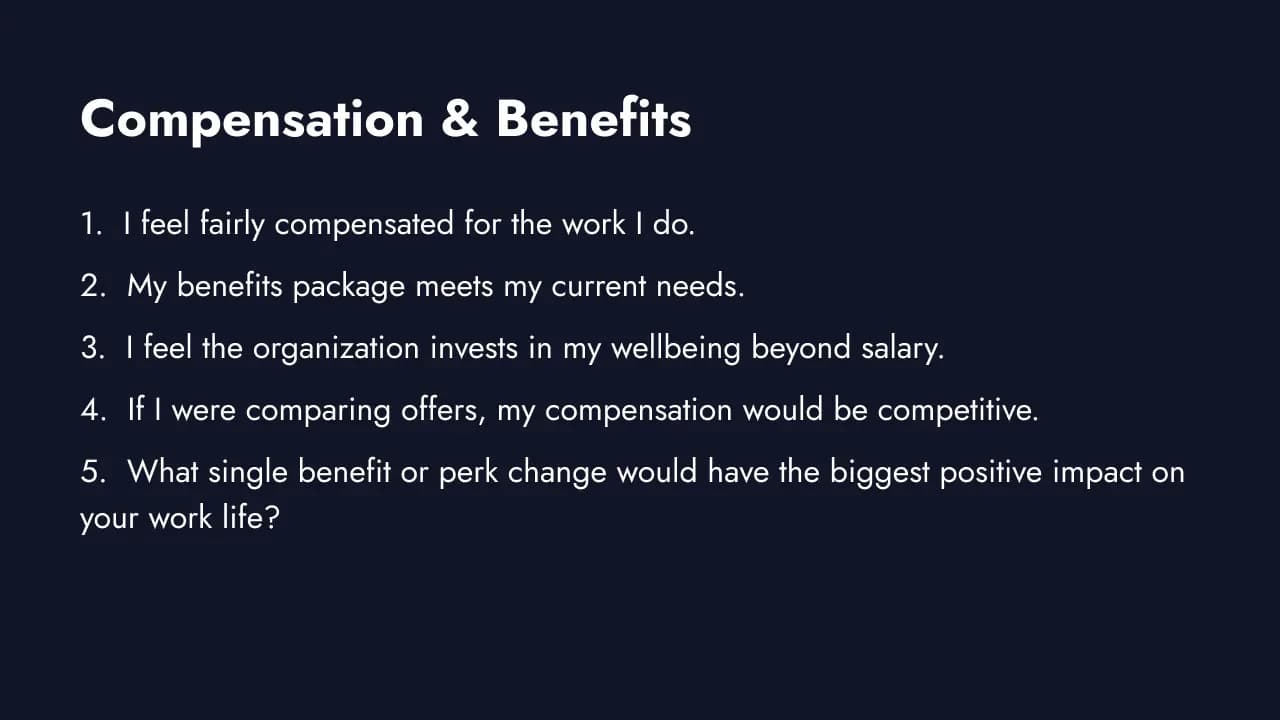 Compensation and benefits pulse questions