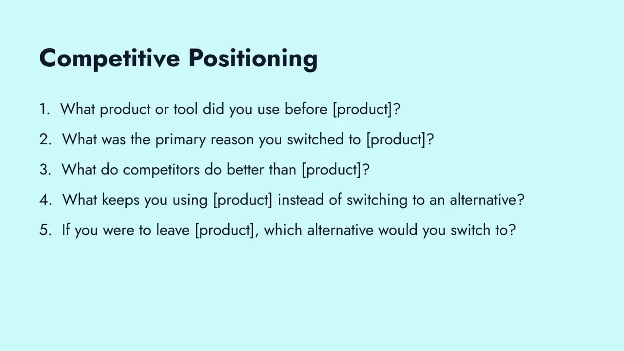 Competitive positioning survey questions