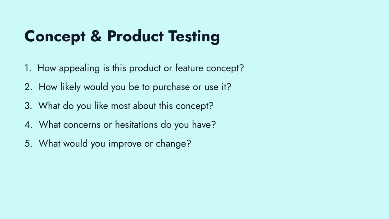 Concept and product testing survey questions