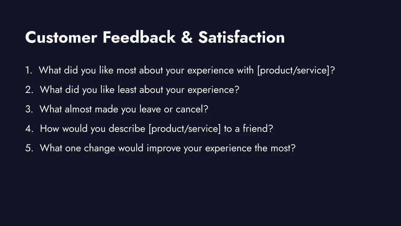 Open-ended customer feedback questions
