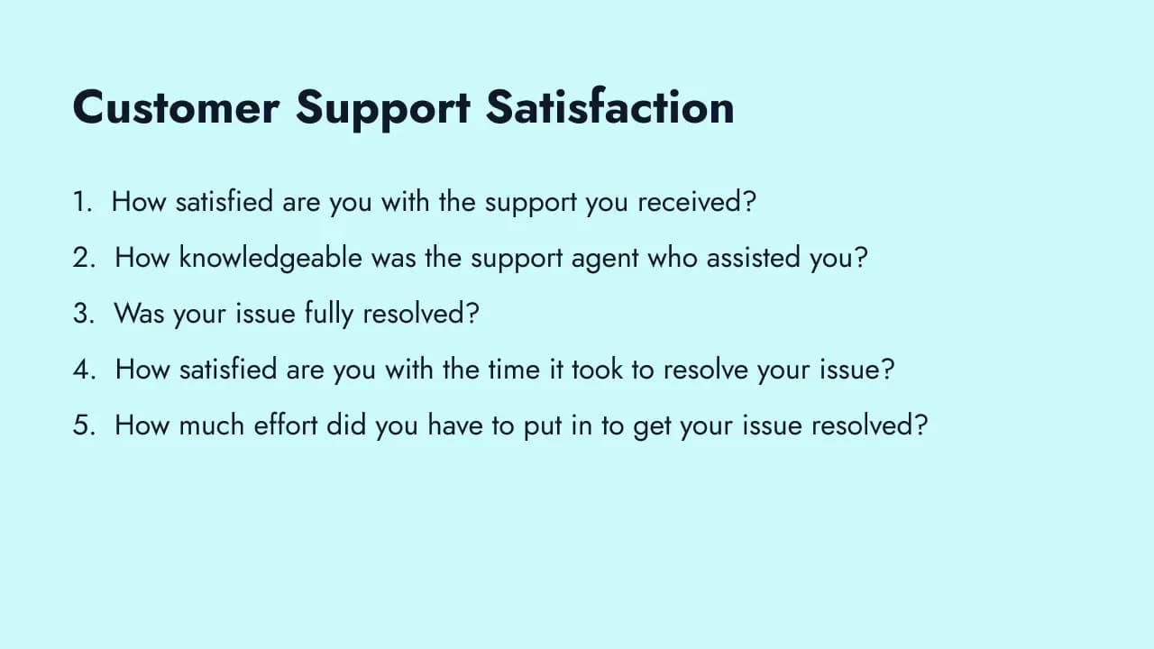Customer support satisfaction survey questions