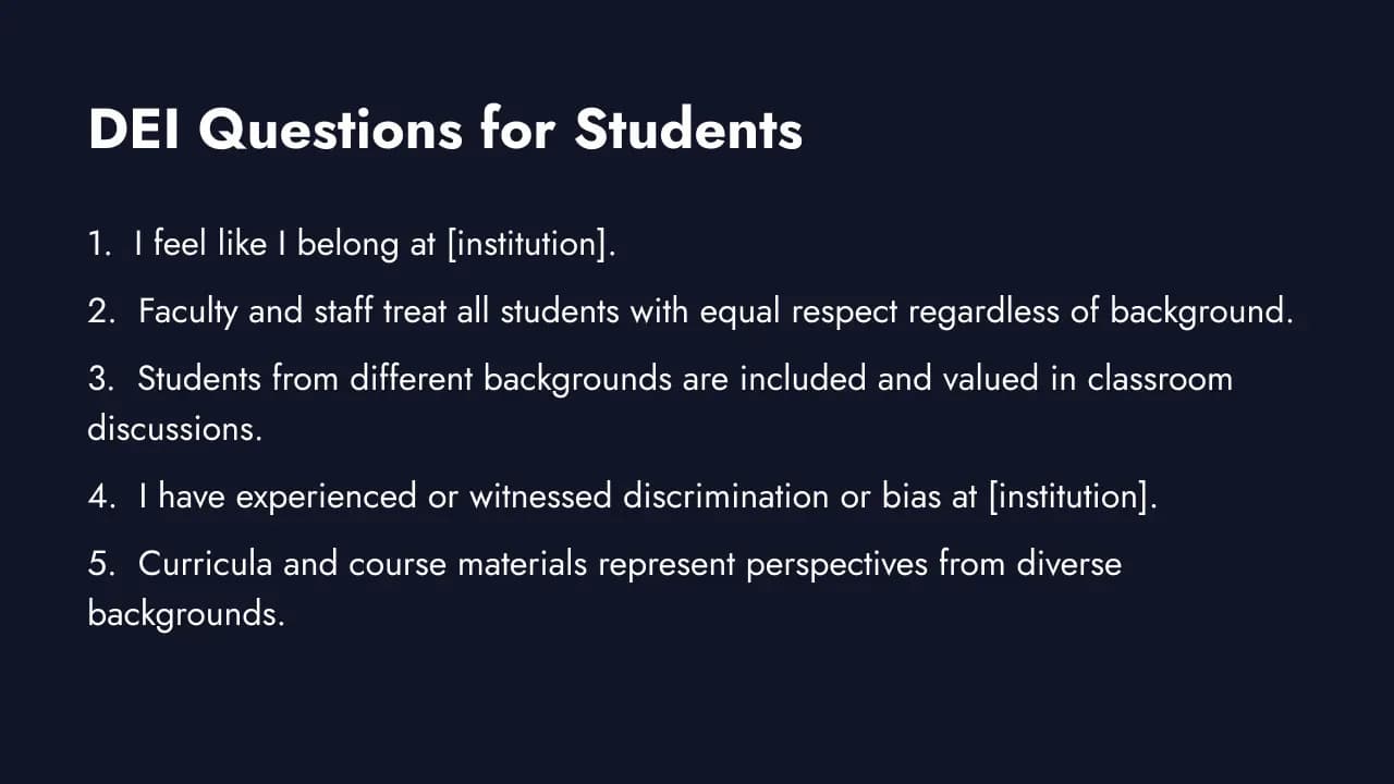 DEI survey questions for students