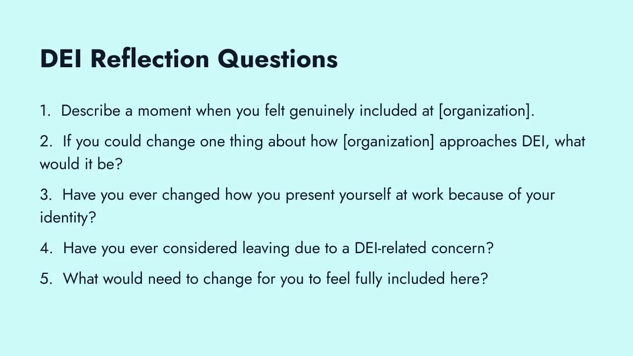 DEI reflection survey questions